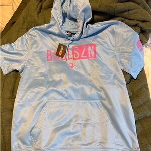 Men's Blue Hoodie with Pink Accents